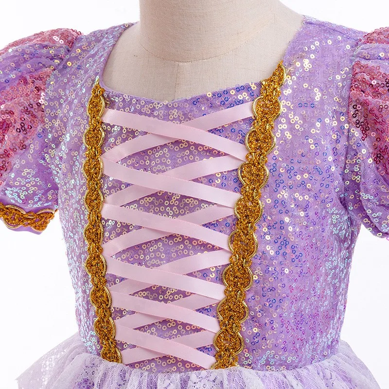 Disney Rapunzel Dress Girl Baby Tangled Disguise Carnival Girl Princess Dress Vestido Kids Birthday Party Gown Outfit Clothes