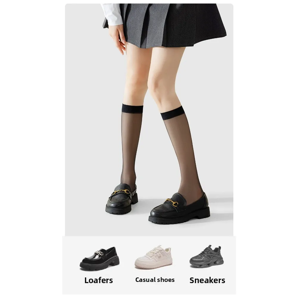 耐久性のある-jk-ウィンドカーフソックス、膝上ストッキング、夏用薄手の女性用黒ストッキング、女性用アンチフックシルクストッキング