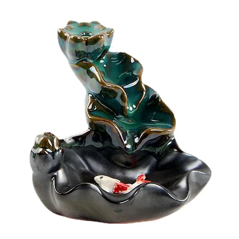 Backflow Incense Burner Ceramic Incense Fountain Burner Holder Indoor Aromatherapy Ornament Zen Decor For Home Office Meditation