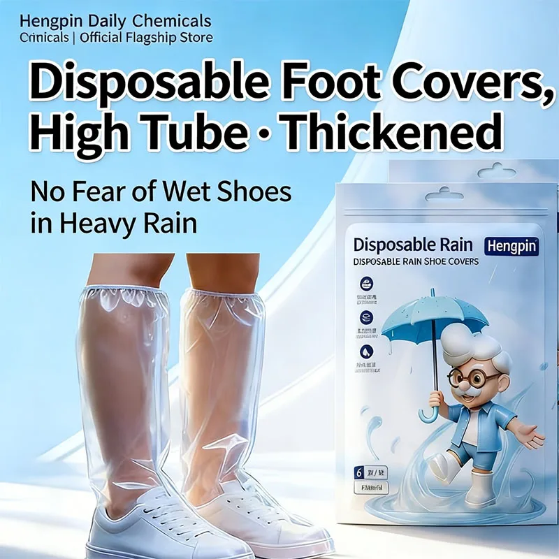 6 Pairs of Disposable Rain Boot Covers, Available in Short and Long Styles, Waterproof, Anti Slip, Wear-Resistant, and Reusable
