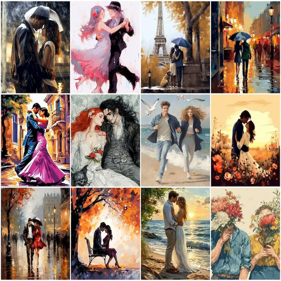 

RUOPOTY Oil Painting By Numbers Couple's wedding gift, Valentine's Day gift, bedroom decoration painting oil Canvas Art Supplies