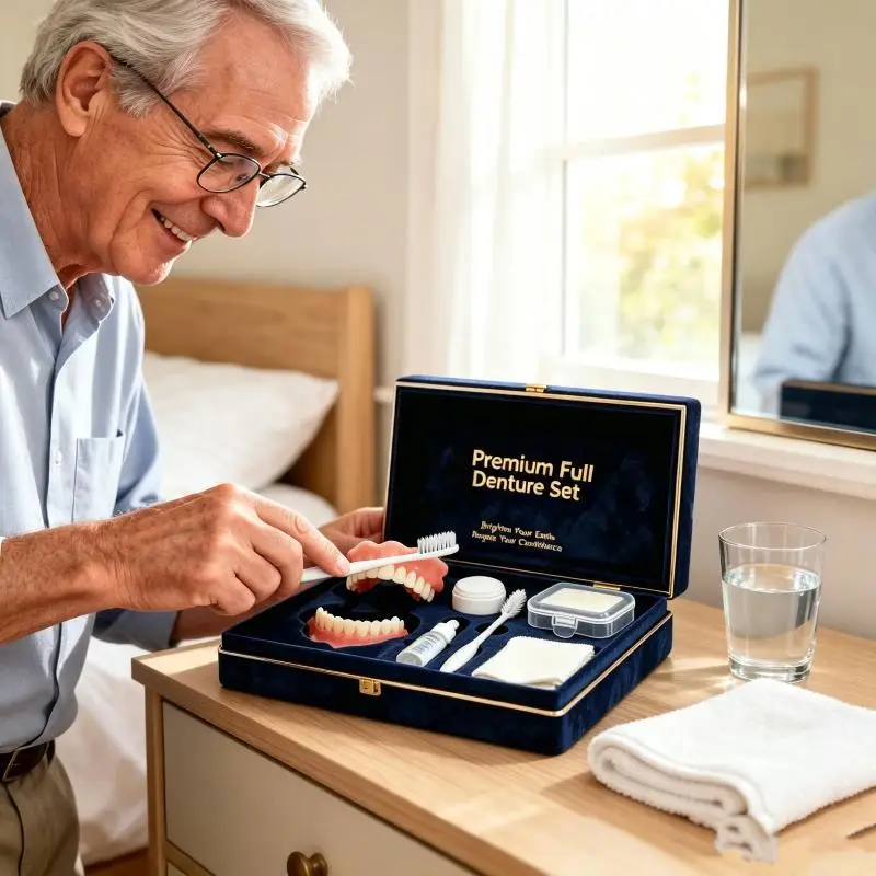 2026 NEW Natural-Looking Silicone Full Denture Set (Upper & Lower) – Soft, Comfortable Fit For Daily Oral Care, For Men & Women