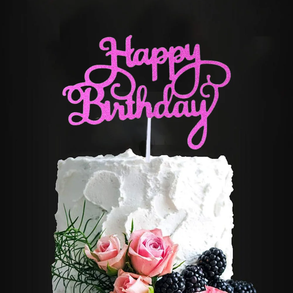 50 Stück 5 Farben alles Gute zum Geburtstag Kuchendeckel Glitzer Geburtstagstorte Topper Cupcake Topper Kuchendekorationen Partyzubehör – Detail 3