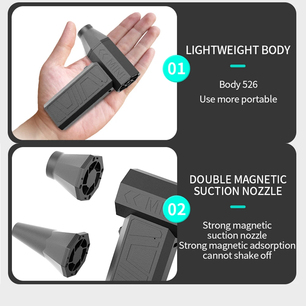 200000 RPM Mini Air Blower Handheld Electric Turbo Jet Fan Brushless Motor Violent Blower Wind Speed 52m/s Industrial Duct Fan