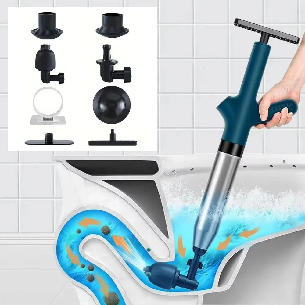 

High Pressure Toilet Cleaning Tool Pipe Plunger Pneumatic Drain Unclogging Device Replacement Head Clogged Unclogging