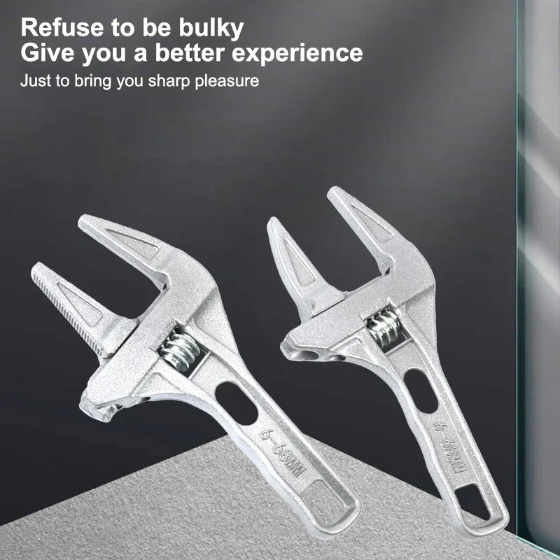 Mini Adjustable Bathroom Wrench Strong Clamping Large Open End Multifunctional Spanner Repair Tool