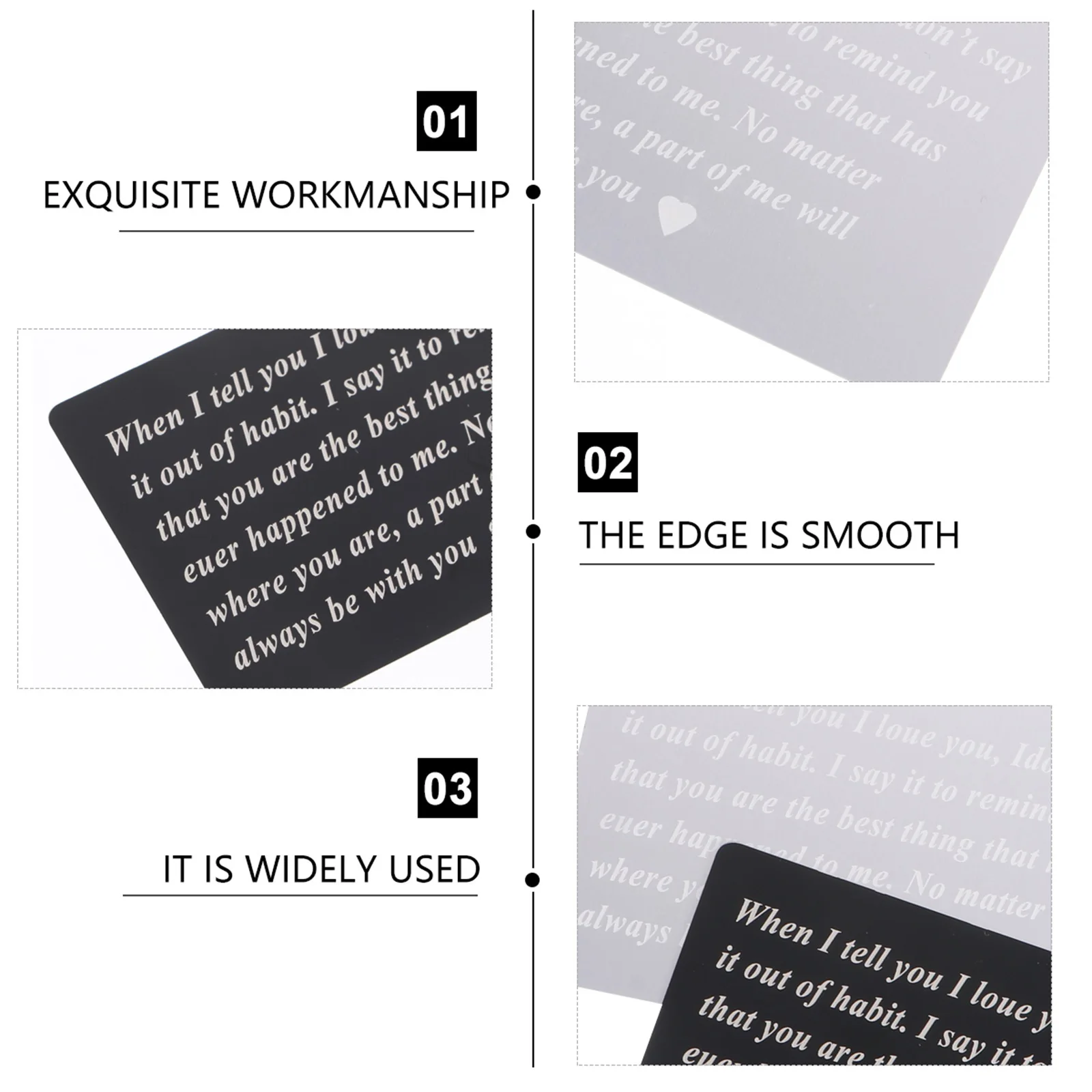 

2 pcs Confession Memorial Card Alloy Wallet Insert Engraved Word Decorative Metal Message Cards for Couples Anniversary Gifts