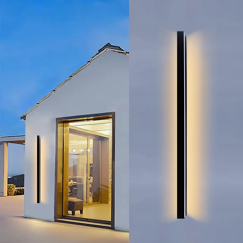 Nordic LED Lighting Wall Lamp IP65 Garden AC Long Wall Light Outdoor Waterproof Modern Long Strip 85-256v OutdoorDecoration