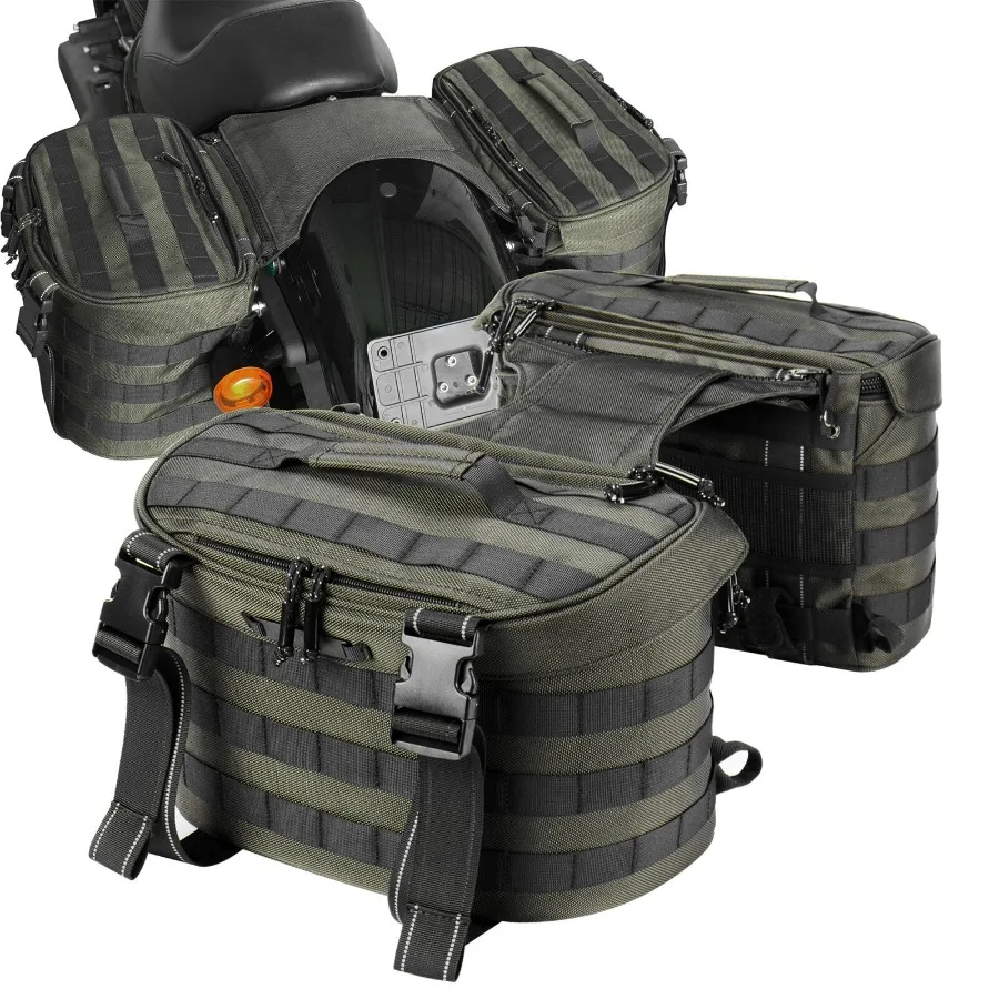 

2PCS Universal Motorcycle Saddlebag for Harley Softail Sportster Side Bag Green