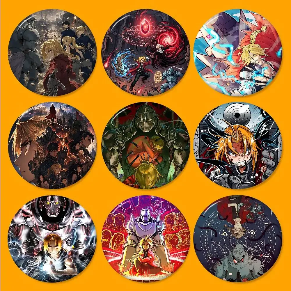 Anime F-Fullmetal Alchemist 58mm Cute Anime Figure Icon Badge Handmade Tinplate Brooch For Backpack Clothes Chest Ornament Gifts