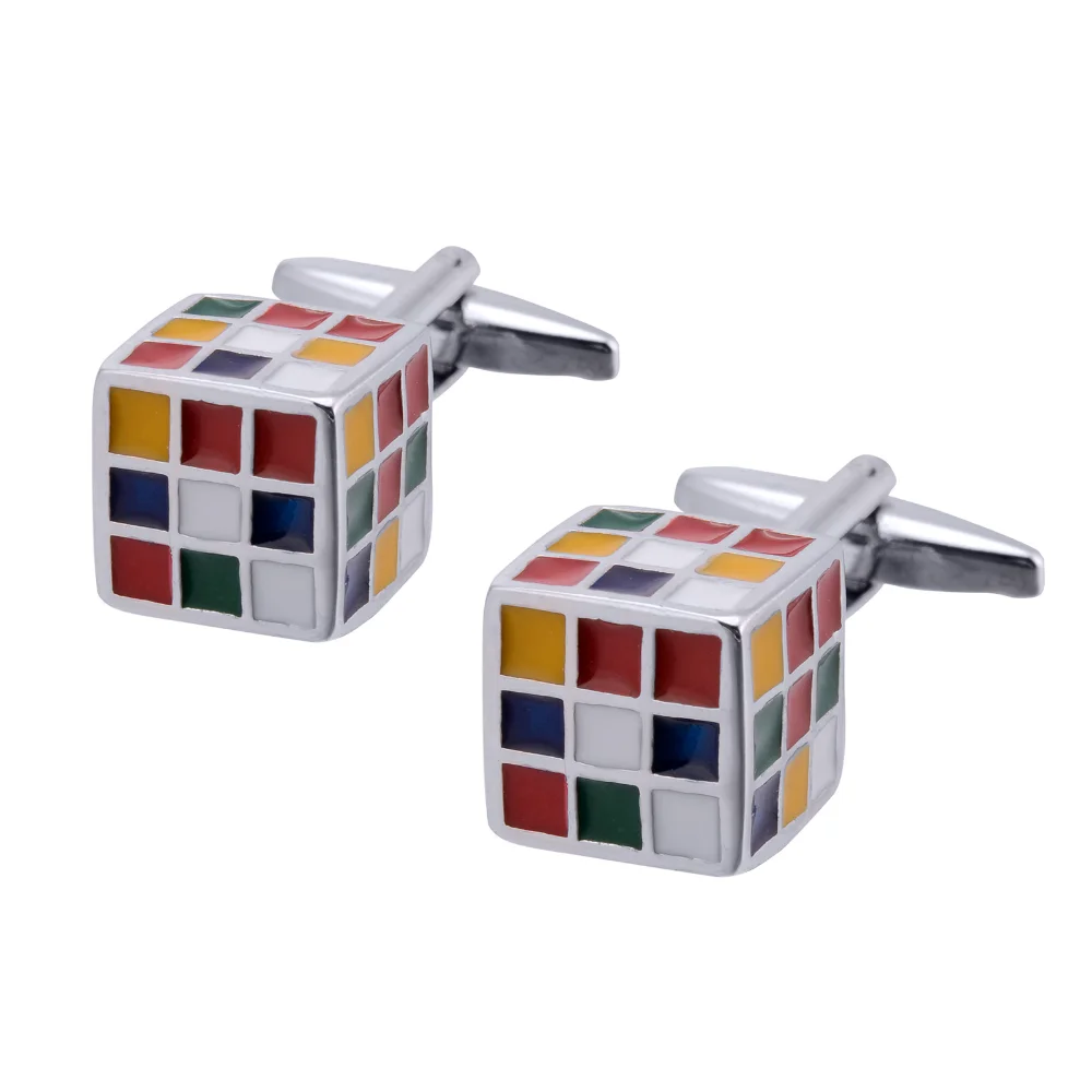 Creative Cube-shaped Cufflinks Colorful Patchwork Fun Accessories Men's Business Casual Personalized Suit Decoration