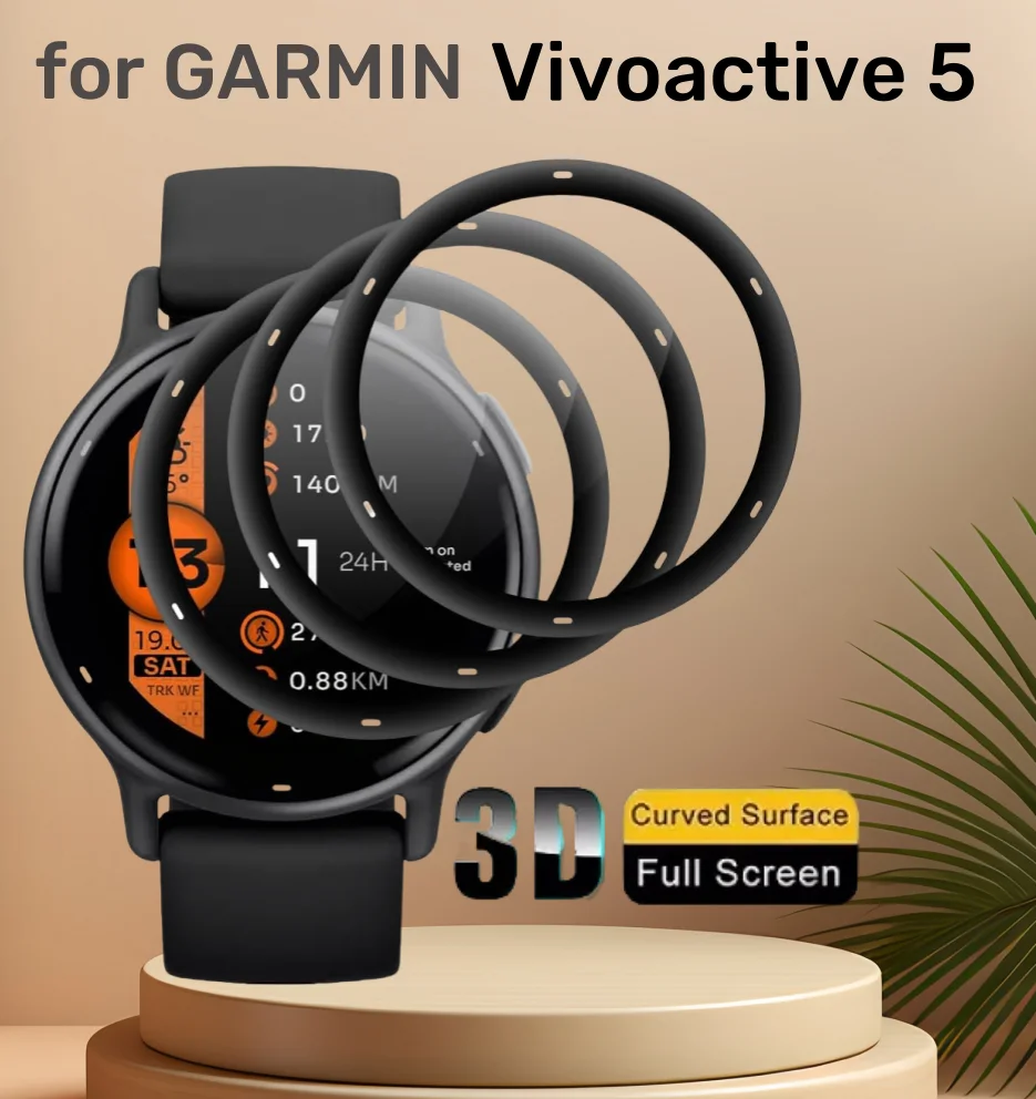 

3 шт. 3D мягкая защитная пленка для экрана для Garmin Vivoactive 5, умные часы, полное покрытие, HD прозрачная защитная пленка