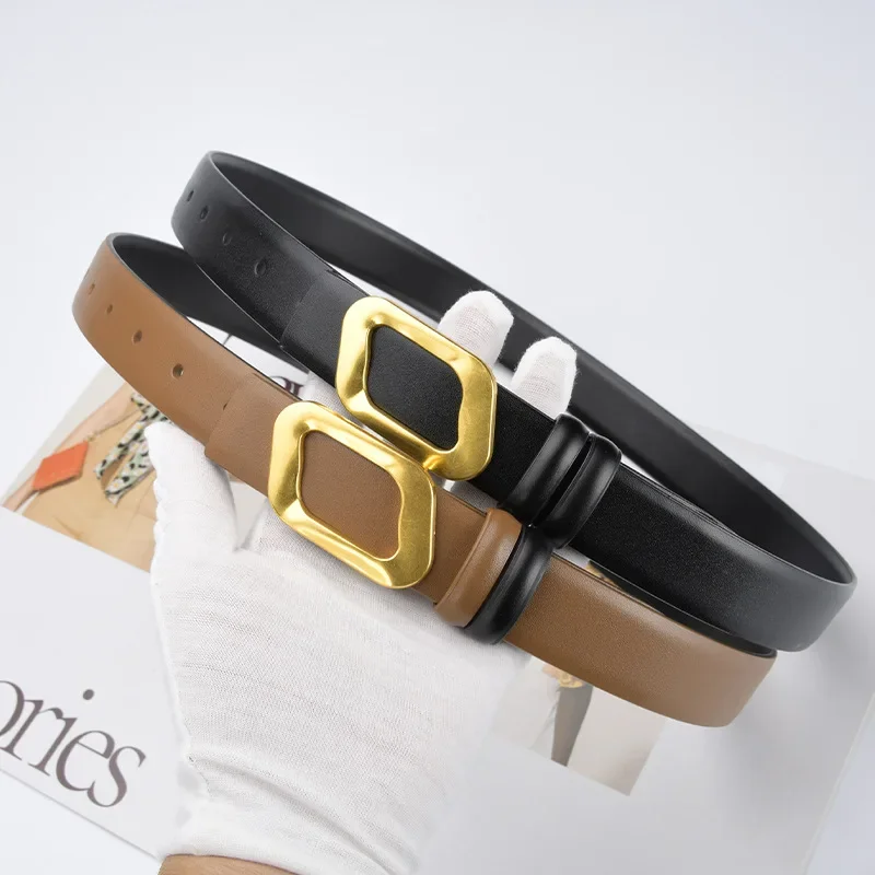 

Женский модный ремень из натуральной кожи с золотой пряжкой, женские корсеты для платья, пояс, ремни, украшения, узкий ремень R2089
