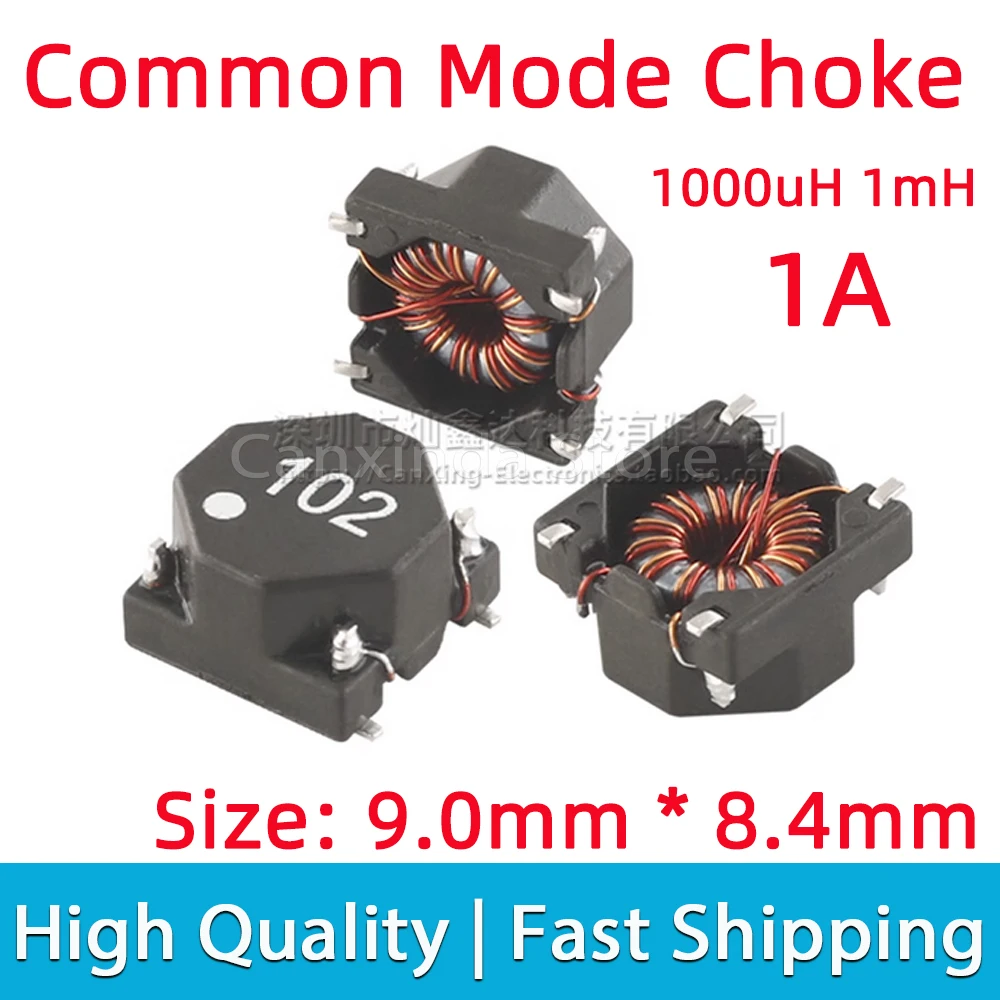 5pcs Common Mode Choke Inductor Inductance 1mH 1000uH 1A Power Supply Switching Signal Filter Magnetic Coil Noise Suppression