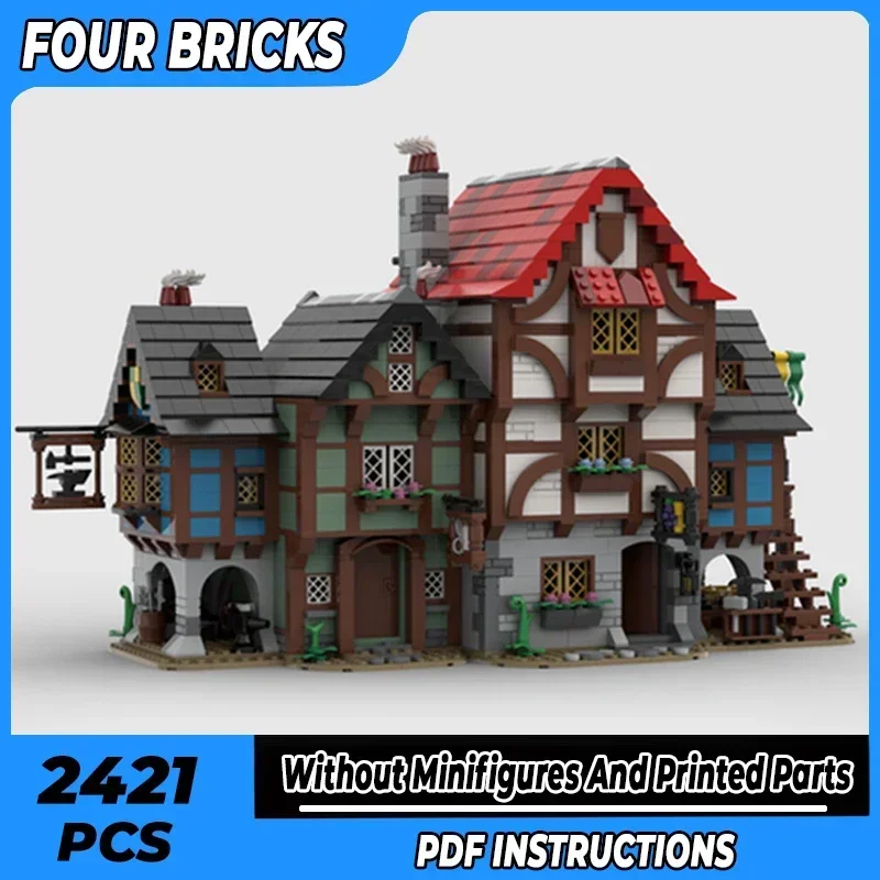 

Moc строительные кирпичи средневековая модель средневековая аллея технология модульные блоки праздничные подарки игрушки для детей наборы «сделай сам» сборка