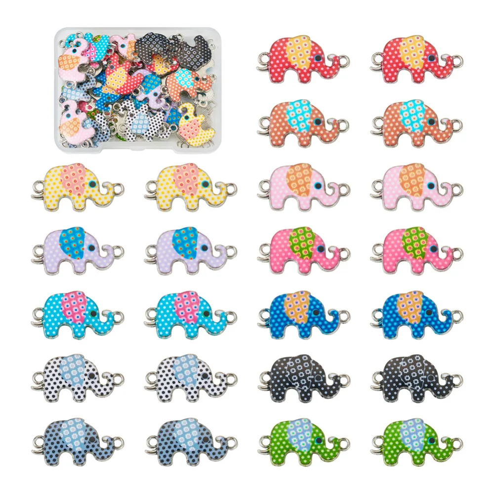 1Box/Bag Alloy Enamel Connector polka Dot Elephant Sea Turtle Flower Butterfly Bees Ladybug Link Charms for jewelry making Decor