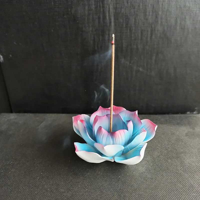 Y White Lotus Incense Burner Ceramic Handmade Stick Incense Holder Sandalwood Incense Base Buddhist Supplies Home Decoration