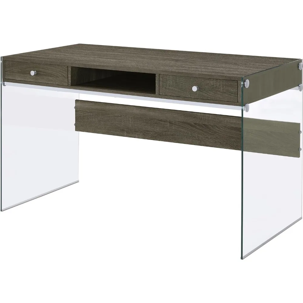 Mesa de escrita Dobrev de 48 polegadas com 2 gavetas cinza resistido 800818