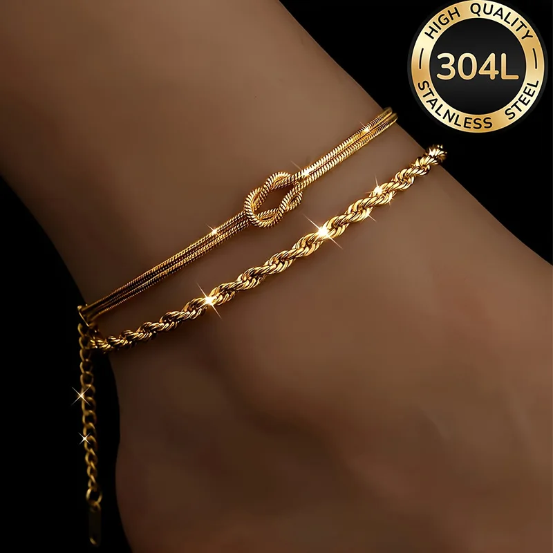 2 Stück 18K Vergoldete Edelstahl-Armbänder Wasserdicht Nicht Anlaufend Stapelbar Elegant für Alltag Party Urlaub Geschenk – Detail 2
