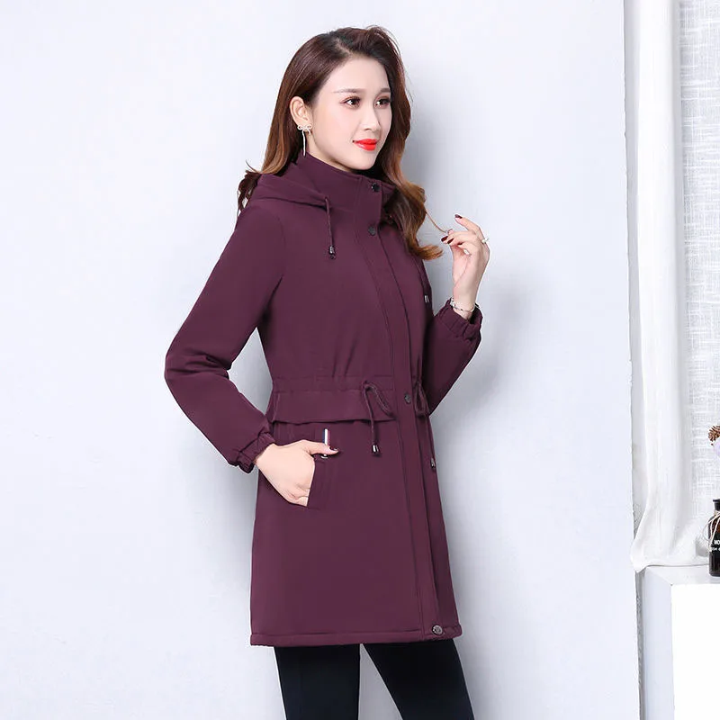 Women Jacket 2022New Autumn Winter Middle aged Hooded Parkas Thick Warm Causal Windbreaker Coat Mid-Length Outerwear Female Tops