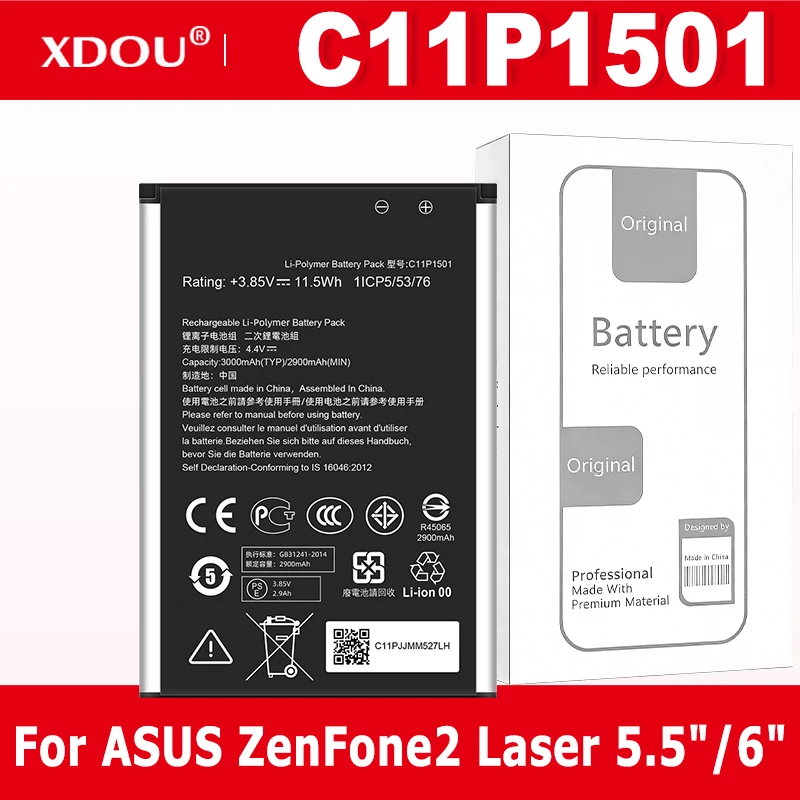 Batería nueva C11P1501 2900mAh para ASUS ZenFone2 Laser 5,5 "/6" zenfone selfie ZE550KL ZE601KL Z00LD Z011D ZD551KL Z00UD