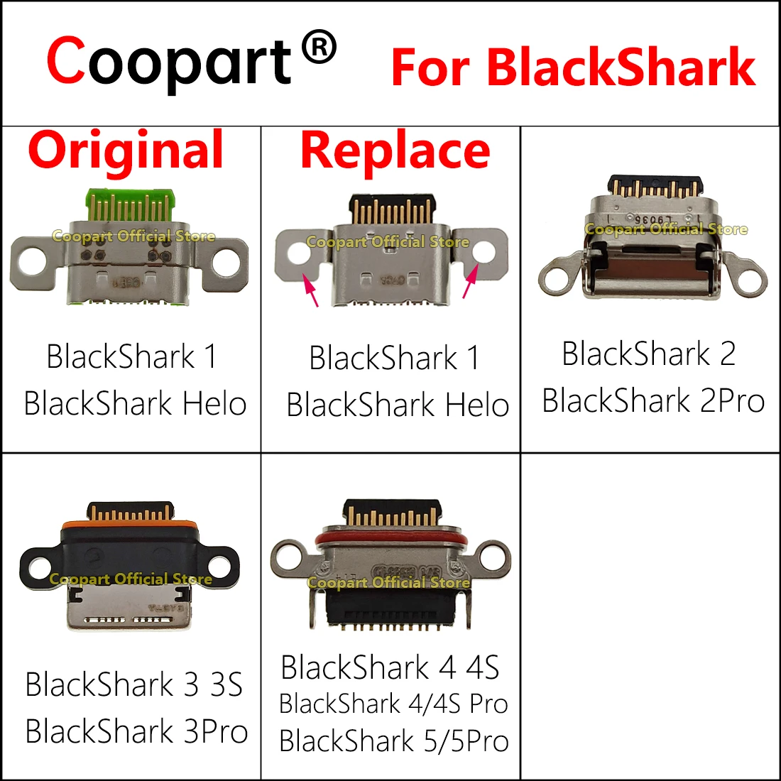 New USB Charging Plug Port For Black Shark 1 2 3 4S 5RS 5Pro BlackShark Helo Typec Date Charger Connector Dock Replacement Parts