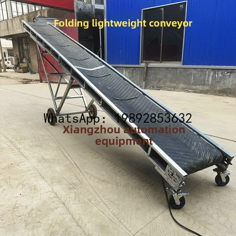JX  Lightweight Folding Belt Conveyor Mobile Conveyor Belt Assembly Line Logistics Warehouse Loading Large Inclination Conveyor