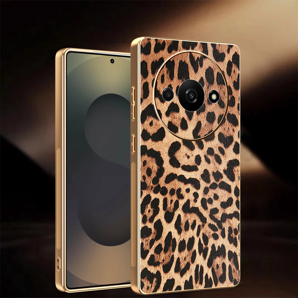 Funda de cuero Retro de negocios de alta calidad para Redmi 14 13 R C A3x A4 Turbo 4 3 Pro, funda protectora con patrón de tablero de ajedrez de leopardo