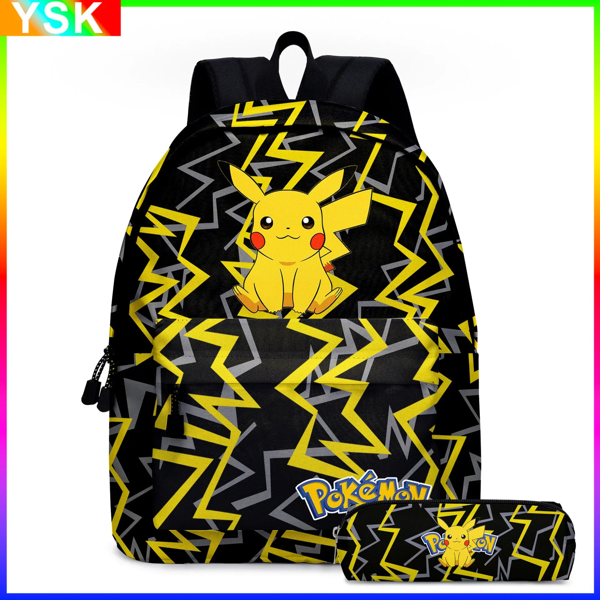 Pikachu Cartoon Backpack Dwuczęściowy Pokemon Student School Bag Pencil Bag Elf Pokémon Anime kawaii Cartoon School Bag Mochila