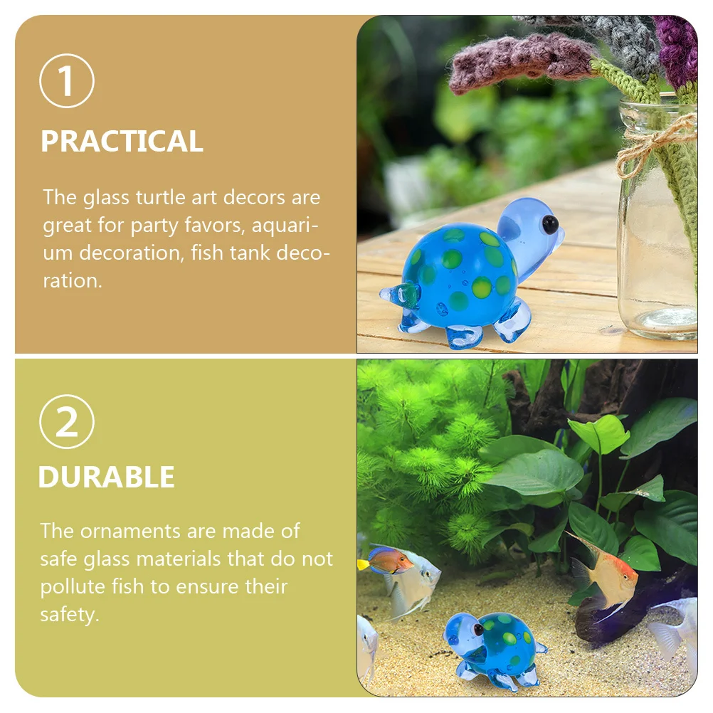 

2Pcs Glass Colorful Turtle Ornaments Silky Polished Decorative Home Aquarium Fish Tank Landscape Desktop Decor