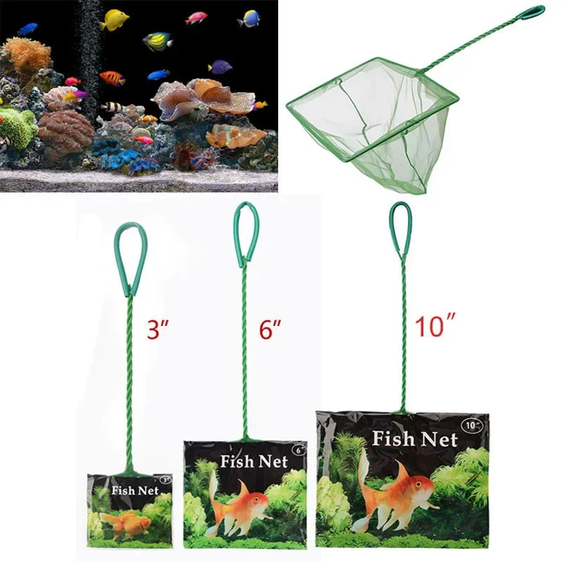 Portable Fish Net Long Handle Square Aquarium Accessories Fish Tank Landing Net Fishing Net Fish Floating Objects Cleaning Tools