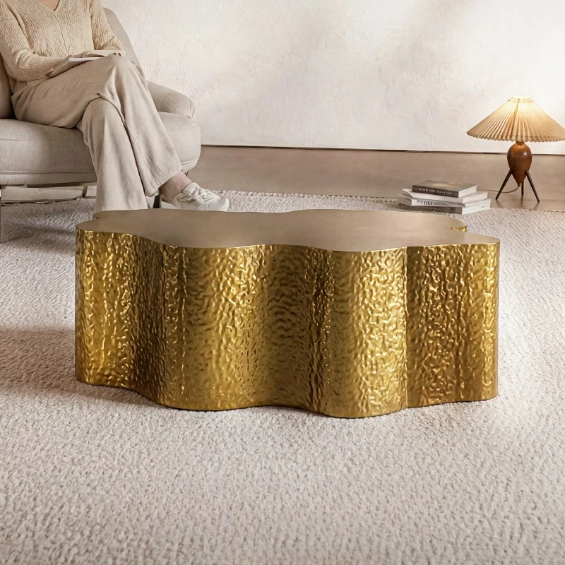 #￥Modern Light Luxury Gold Irregular Cloud Coffee Table Living Room MinimalistMetal Creative Art Side Tables Desk Home Furniture