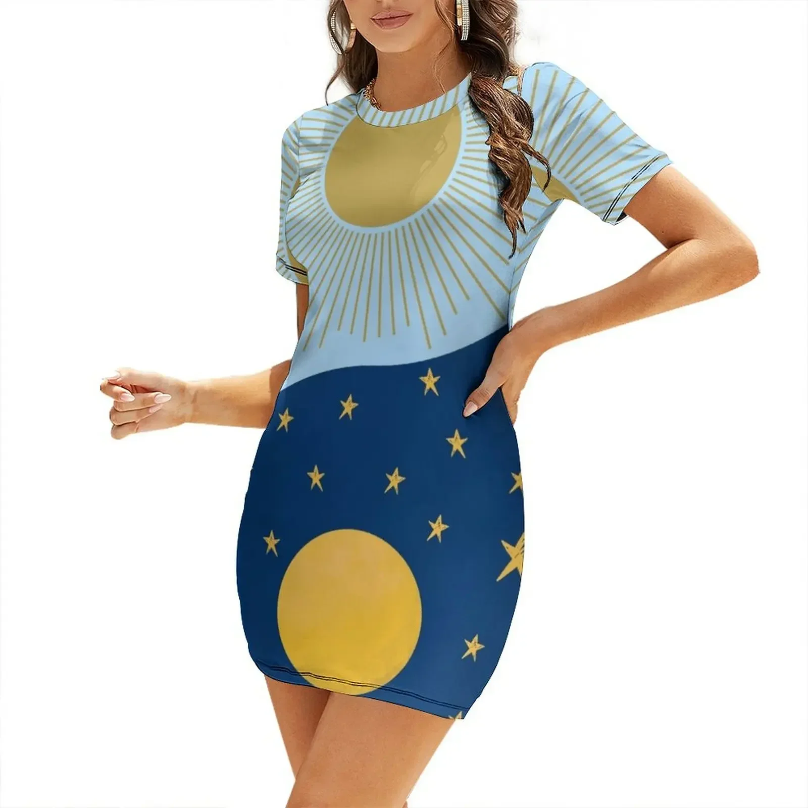 

Equinox Sun Moon Yin and Yang Symbol Short-Sleeved Dress women's clothing korea stylish dresses summer woman 2026 sexy dress