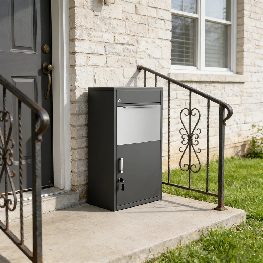 Metal Door Delivery Box Locker Outdoor Mailbox Package Delivery Box Stainless Steel Lockable POVertical Mail Box