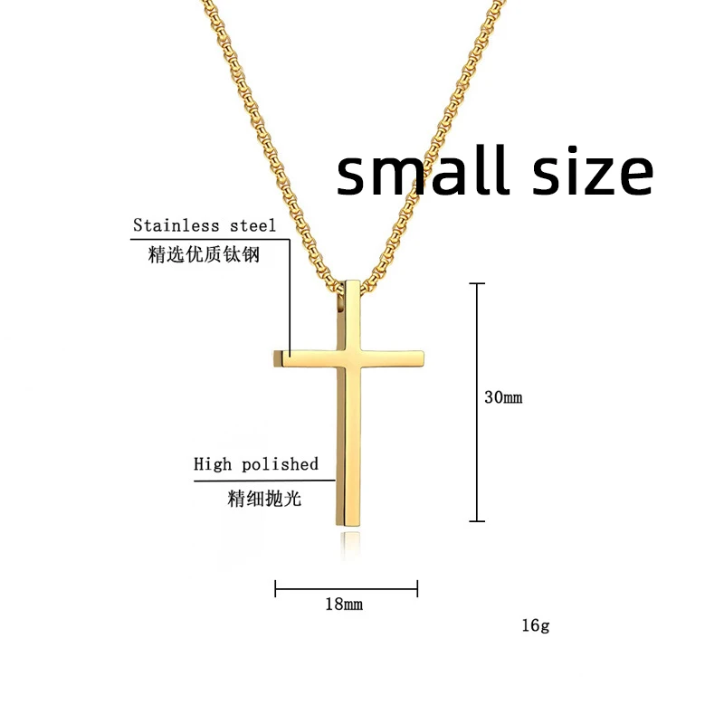 Punk Cross Stainless Steel Pendant Necklaces For Men Women Black Gold Color Necklace Jelwery Wholesale Lots - view 3