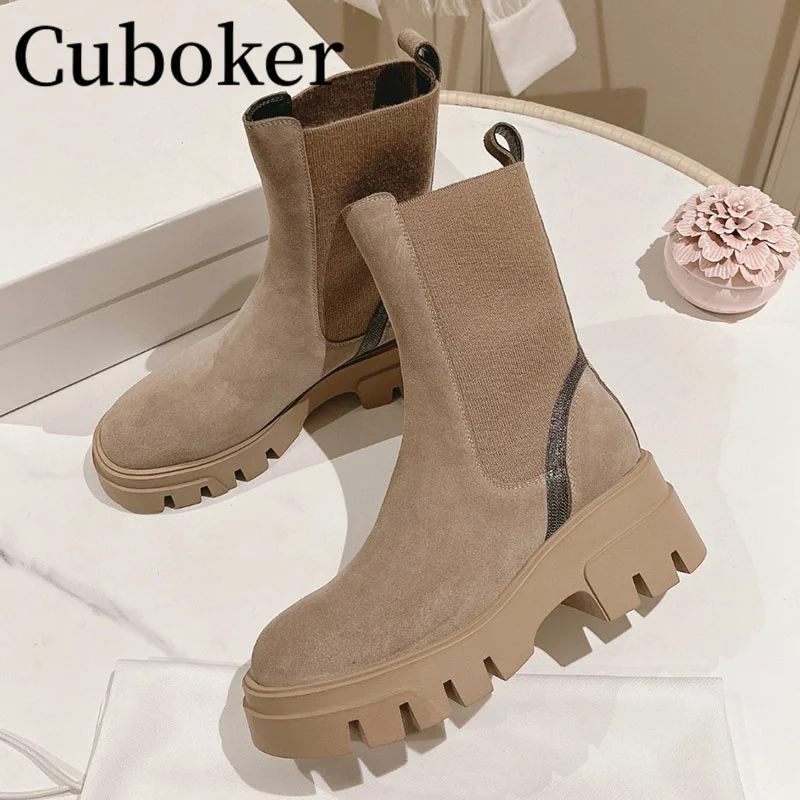 

New Style Autumn Winter Brand Designer Genuine Leather Women Ankle Boots Chunky Heels Female Modern Boots Short Boots for Women