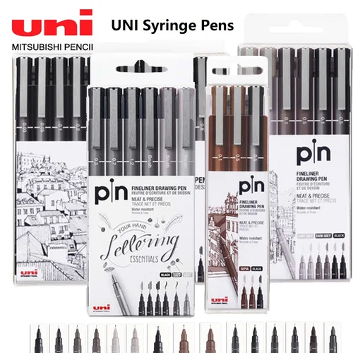 Bolígrafos de dibujo Uni Fineliner Pin200, bolígrafo multiliner de precisión de punta surtida, marcador de bocetos para estudiantes de arte, juego de jeringa de cómic