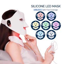 Foreverlily Face Neck Silicone LED Mask 7 Colors Light Photon Red Light Therapy Flexible Facial Beauty Mask Skin Care Anti-Ance
