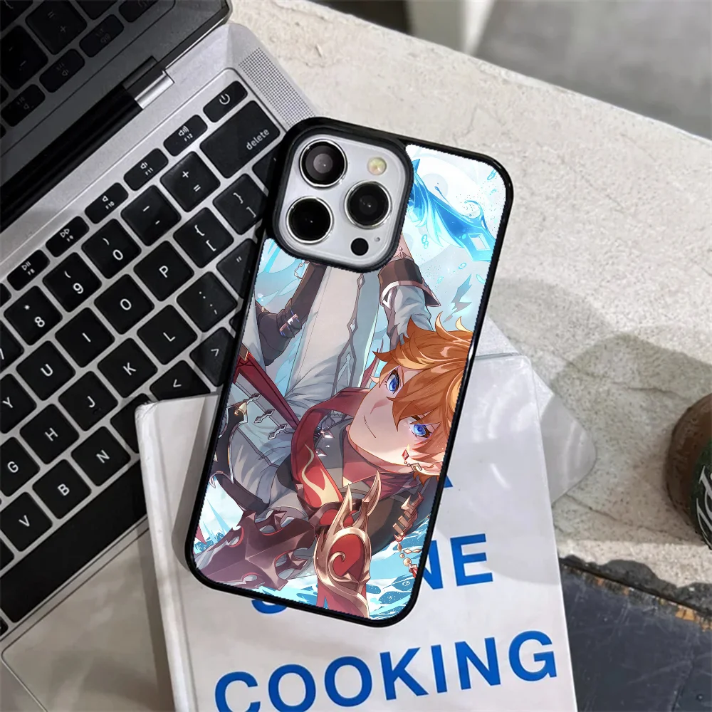 Game Anime Genshin Impact Tartaglia Phone Case Strong Magnetic For IPhone 15 14 13 Pro Max 11 12 Mini Alex Mirror For Magsafe