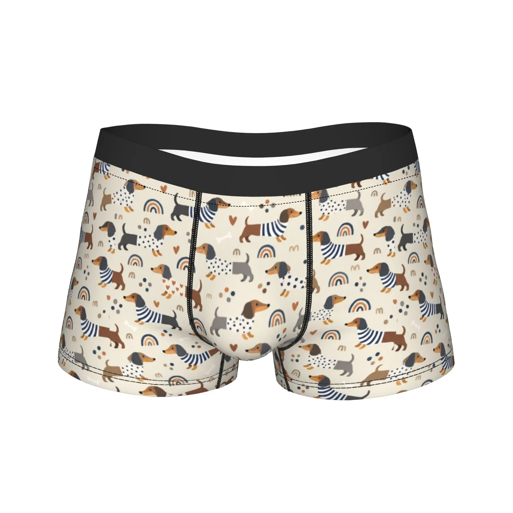 Dachshund Star Moon Underwear  Comfortable Underpants Customs Boxer Brief For Men 3D Pouch Plus Size Trunk