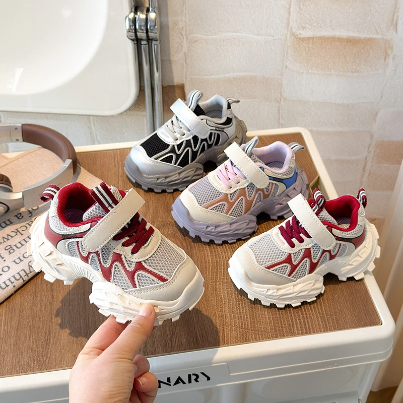 

Children Sports Shoes Thick Soft Sole Kids Running Shoes Mesh Breathable Non-slip 2026 New Fashion Boys Girls Casual Shoes Trend