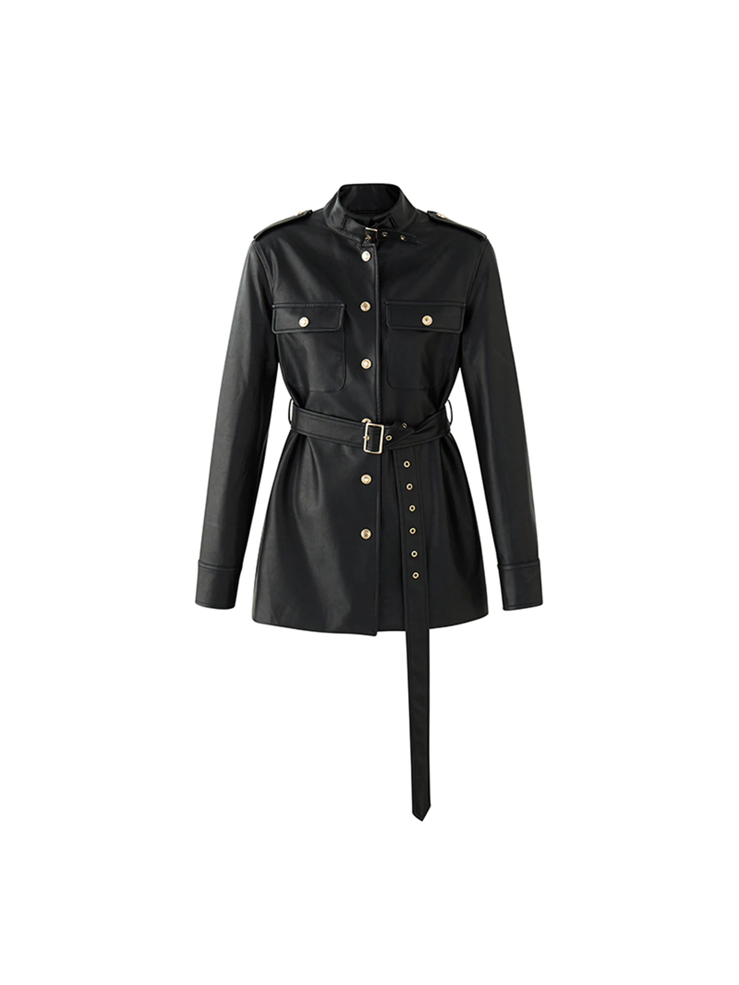 Damska kurtka motocyklowa Bla Biker Jaet o luźnym kroju, w stylu retro, casual, odzież wierzchnia, La Lune Du Ciel, długi płaszcz zapinany na guziki z ekoskóry PU.