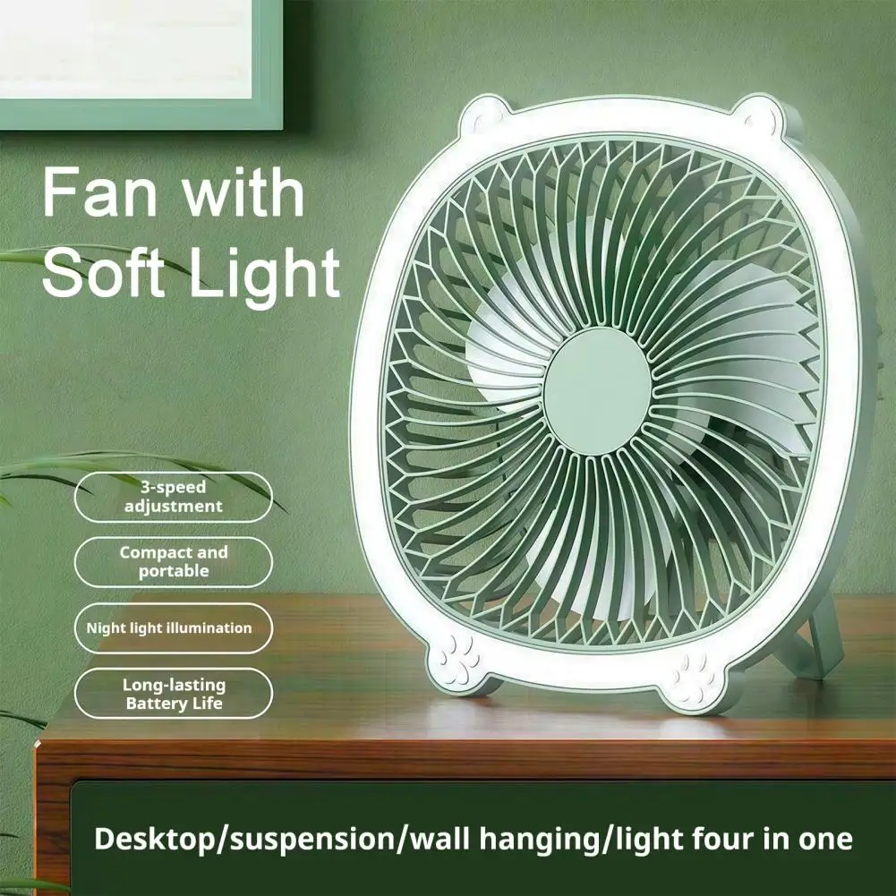 Desk Fan, with 3 Adjustable Wind Speeds And Light Design, USB Charging Hanging And Standing Use Cooling Fan, for Dormitory Kitch