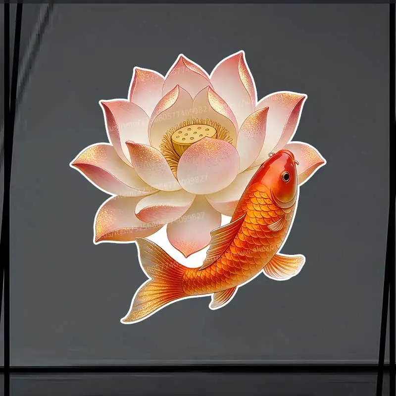 

Koi lotus Car Sticker Vinyl Decal Waterproof Rear Window Motorcycle Camper Bumper Truck Laptop Decoration SH1605