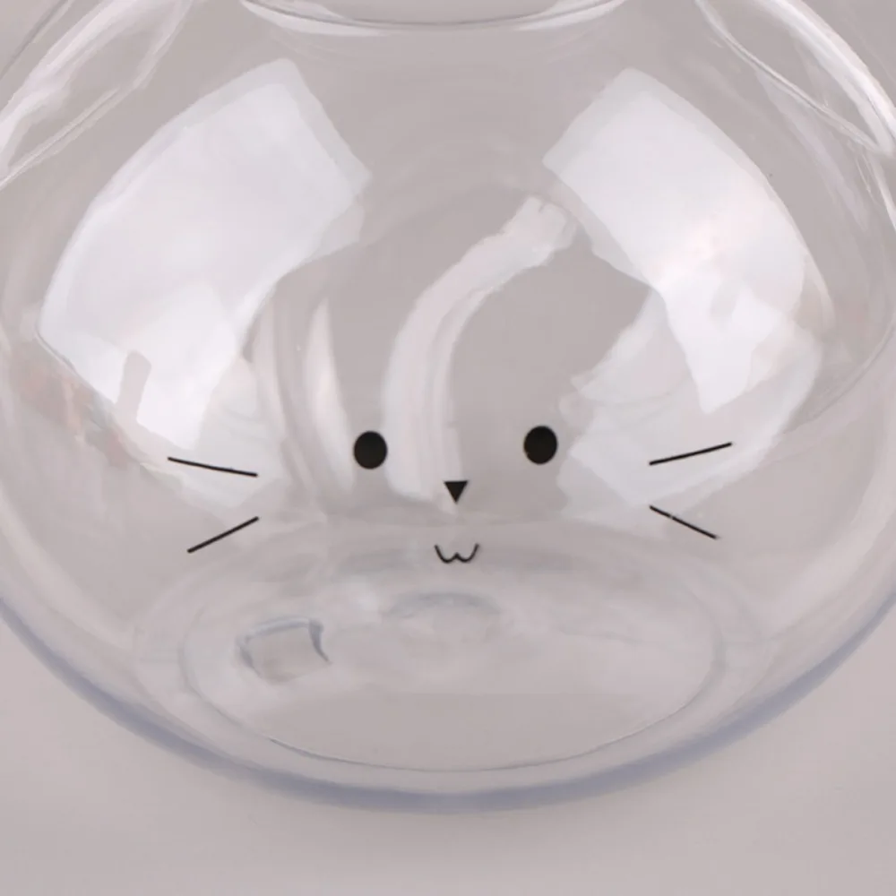 500ml New with Lids Transparent Cat Head Beverage Bottles Portable PET Water Bottle Kawaii Milk Tea Juice Bottles