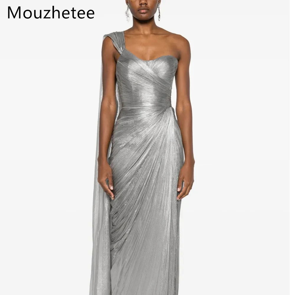 

Mouzhetee Elegant Mermaid One-Shoulder Shiny Dresses Formal Party Gowns for Women Simple Pleat Prom Gown Customize 2025