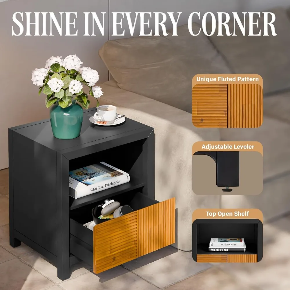 منضدة، طاولة جانبية مجمعة بالكامل، ديكور غرفة نوم أنيق بنمط فريد، مثالية لإضافة نمطًا إلى غرفة النوم