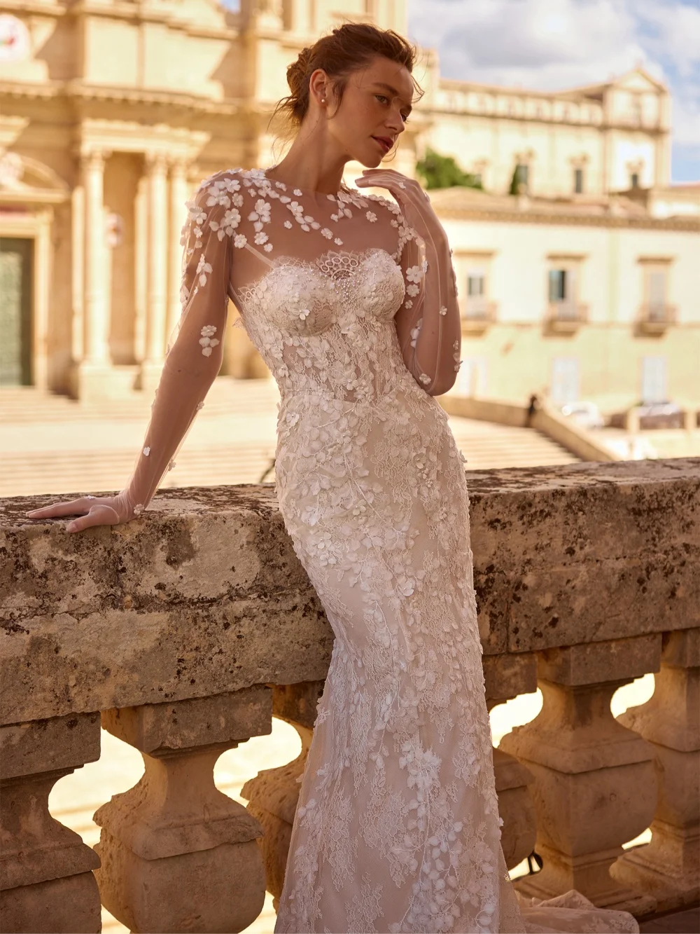 New 3D Floral Lace Mermaid Wedding Dress Dreamy Detachable Sleeve Long Bridal Gown Customized Attractive Dresses For Bride