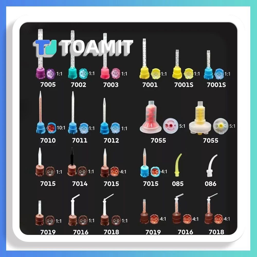 

50pcs/bag Mixing Tips Tube Dental Disposable Mixers Yellow 1:1 Nozzles Head Impression Materials Silicone Rubber Conveying