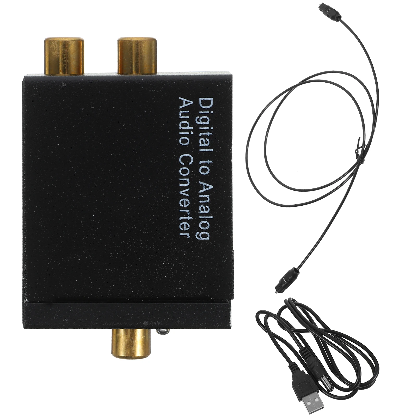 

Digital Signal to Analog Signal Audio Converter Audio Box with USB Power Supply Cable and Optical Fiber Cable Black
